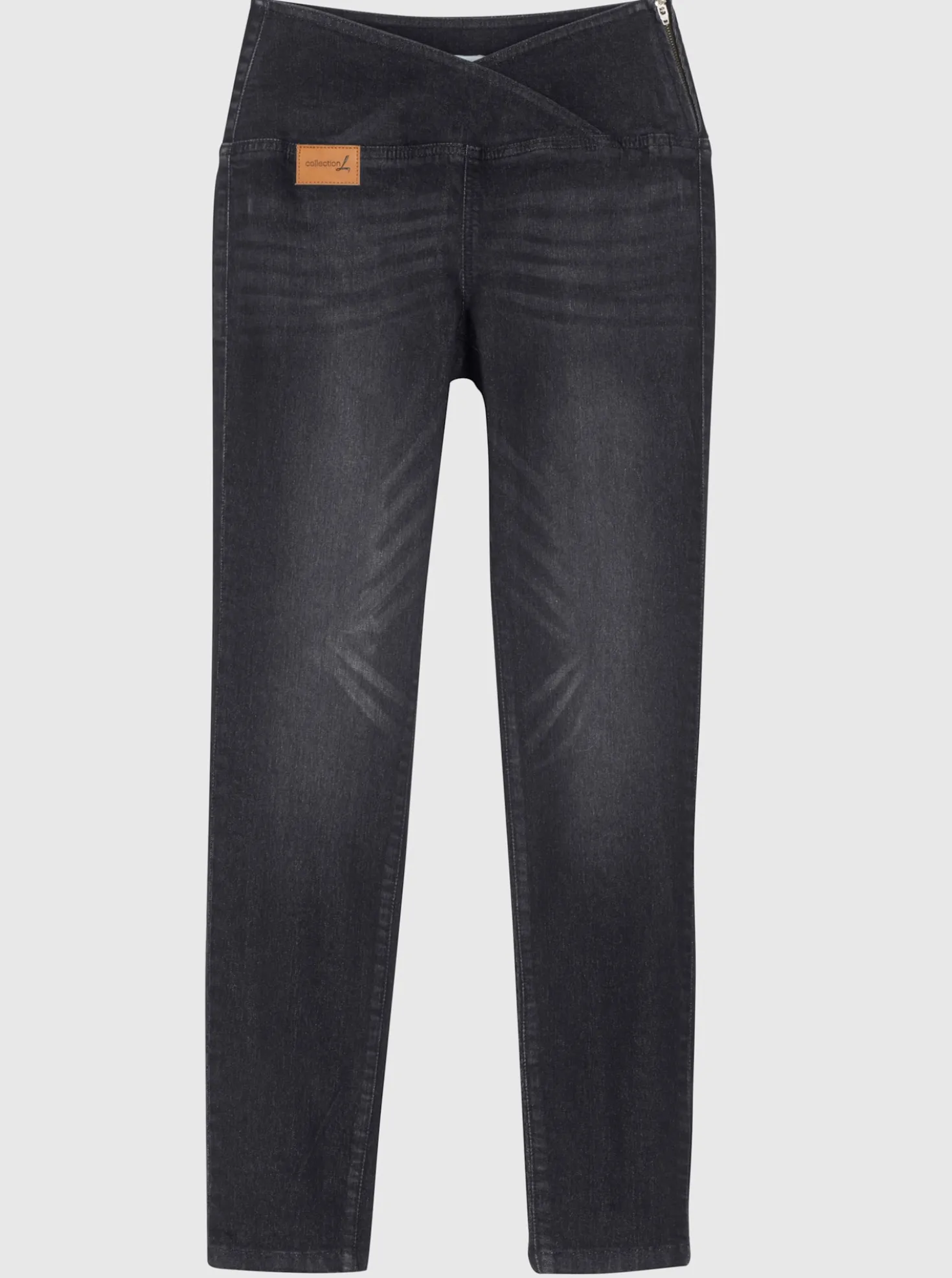 Stretch-Jeans mit überlappendem Bund