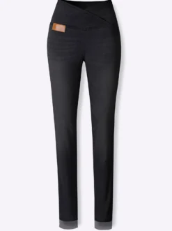Stretch-Jeans mit überlappendem Bund