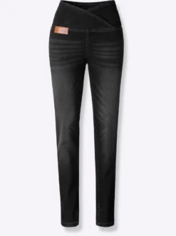 Stretch-Jeans mit überlappendem Bund