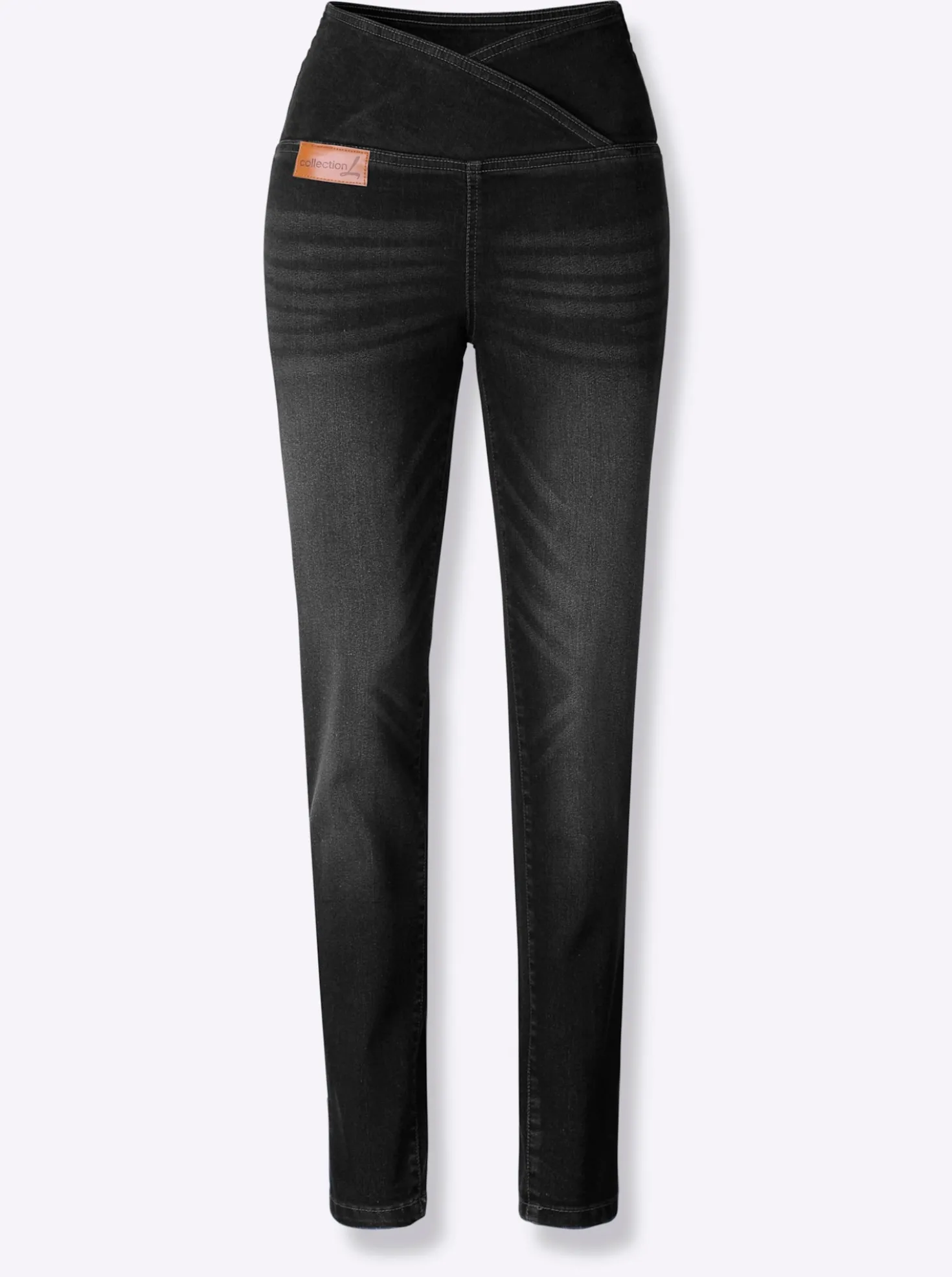 Stretch-Jeans mit überlappendem Bund