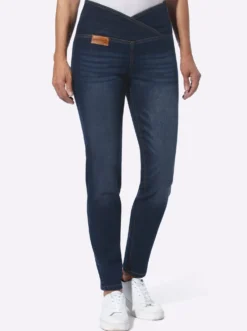 Stretch-Jeans mit überlappendem Bund