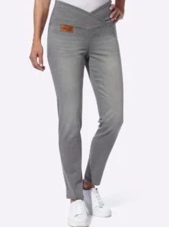 Stretch-Jeans mit überlappendem Bund
