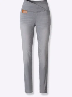 Stretch-Jeans mit überlappendem Bund