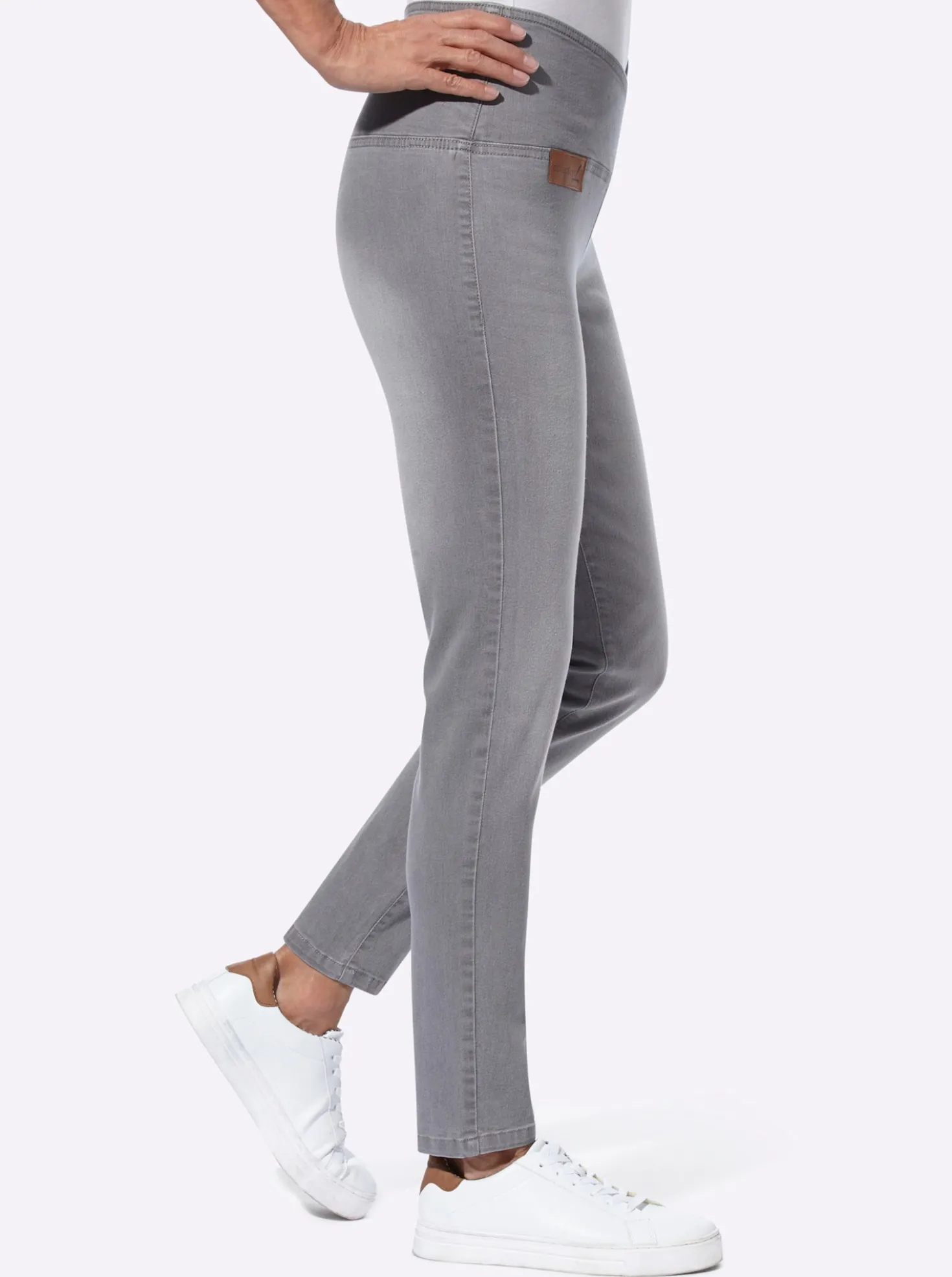 Stretch-Jeans mit überlappendem Bund