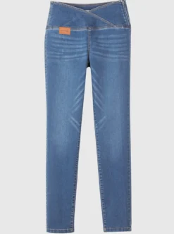 Stretch-Jeans mit überlappendem Bund