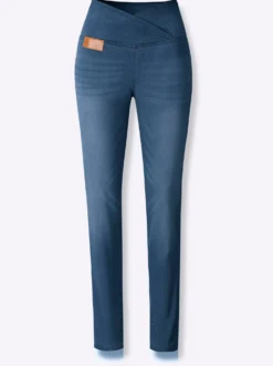 Stretch-Jeans mit überlappendem Bund