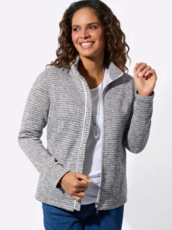Strickfleecejacke mit Nahttaschen
