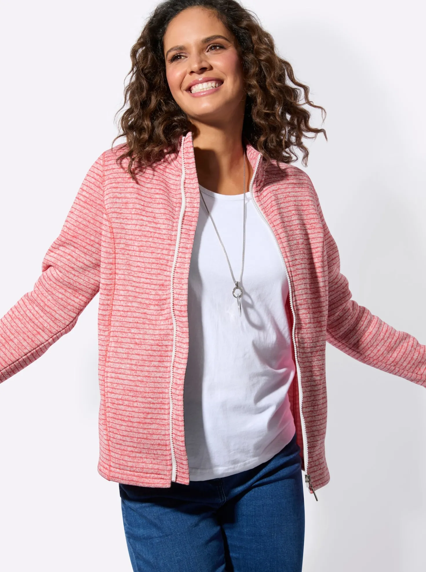 Strickfleecejacke mit Nahttaschen