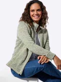 Strickfleecejacke mit Nahttaschen