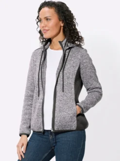 Strickfleecejacke mit seitlichen Strick-Einsätzen