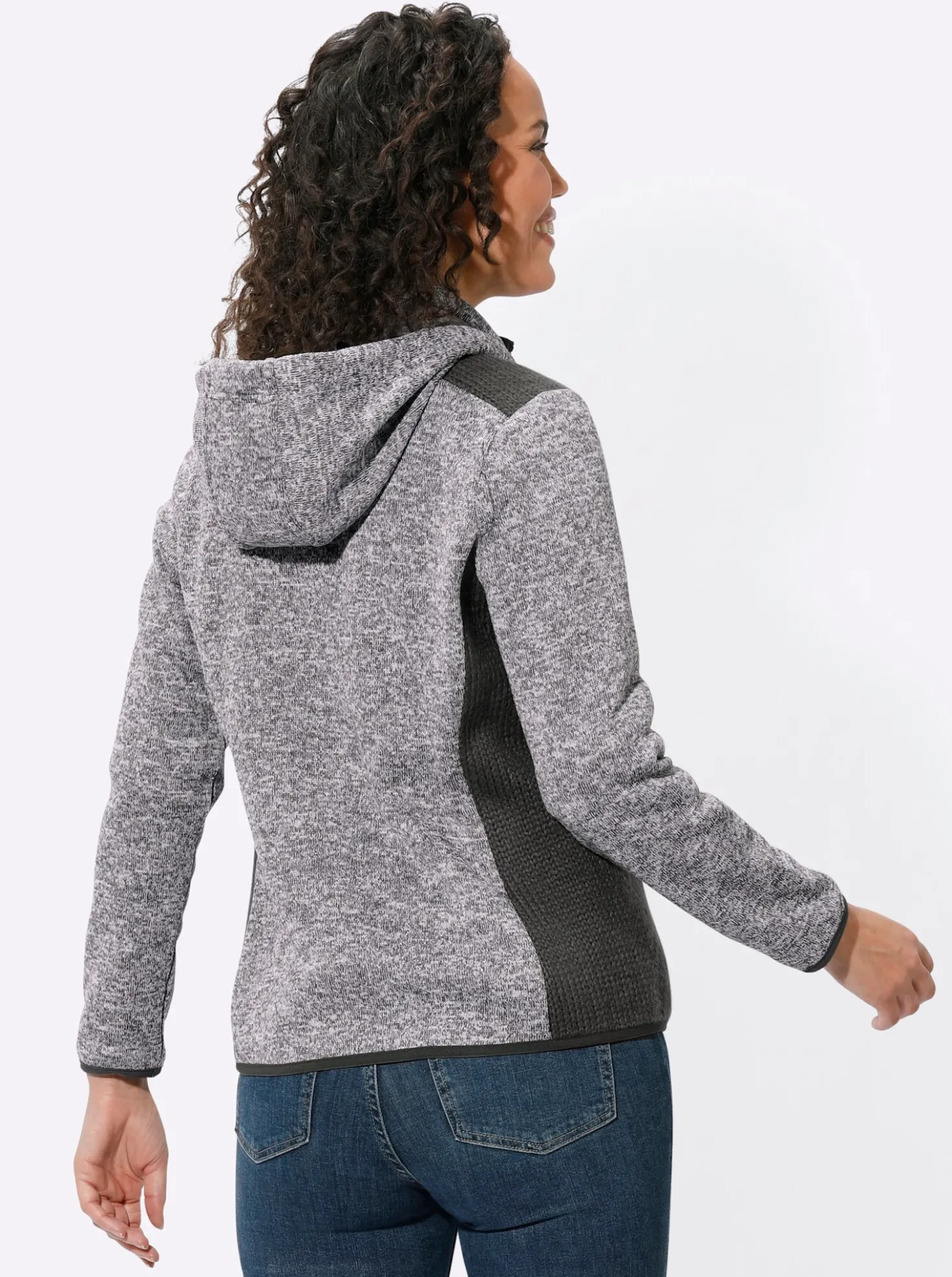 Strickfleecejacke mit seitlichen Strick-Einsätzen