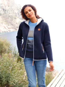 Strickfleece-Jacke mit Teddyfleece-Futter