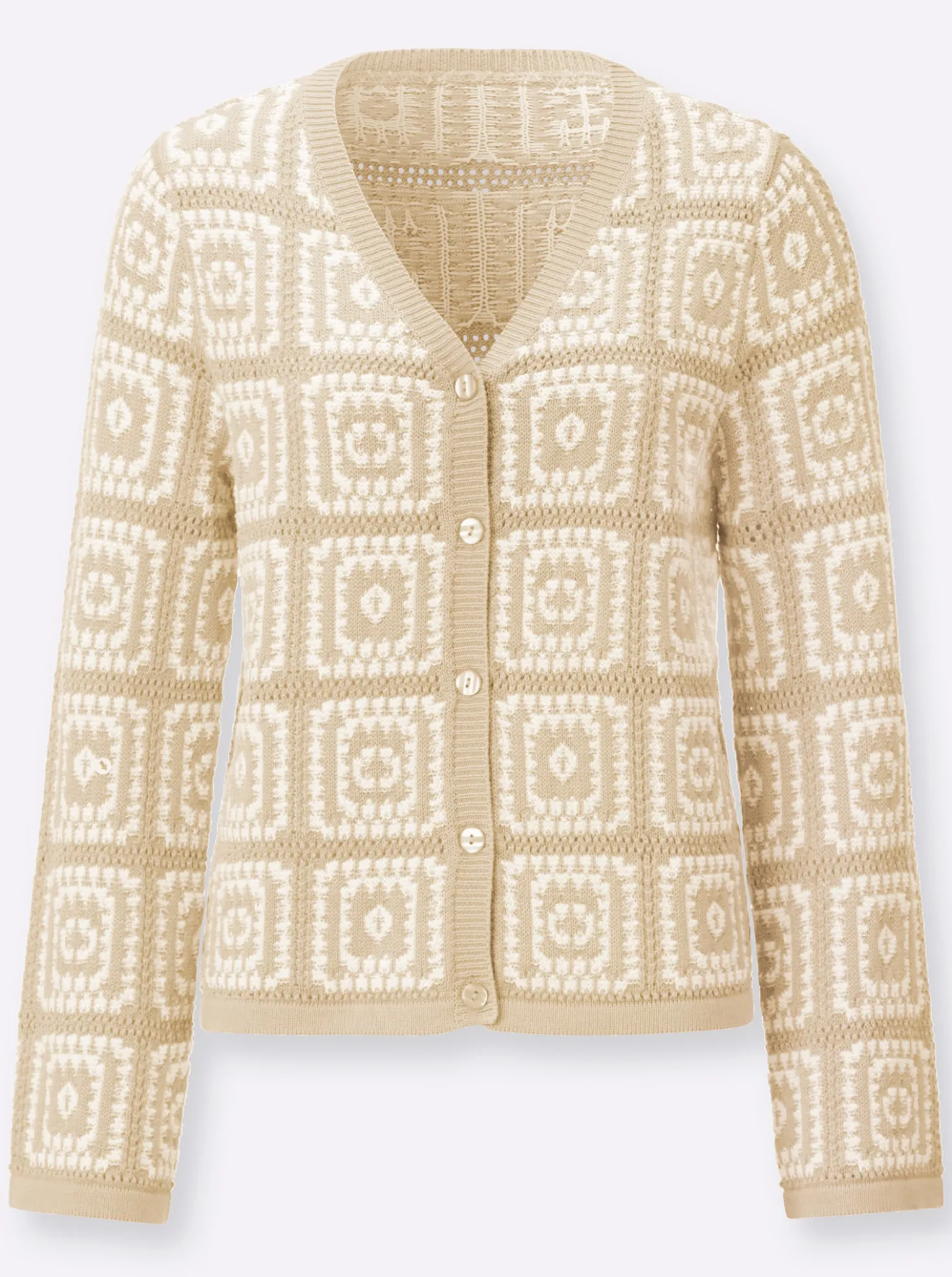 Strickjacke in Häkel-Optik
