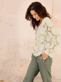 Strickjacke in Häkel-Optik