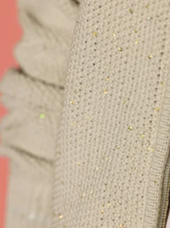 Strickjacke mit Glanzgarn und Pailletten