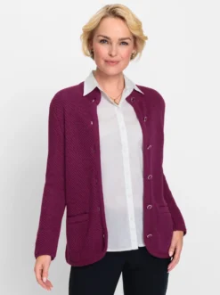 Strickjacke mit Perlfang-Muster