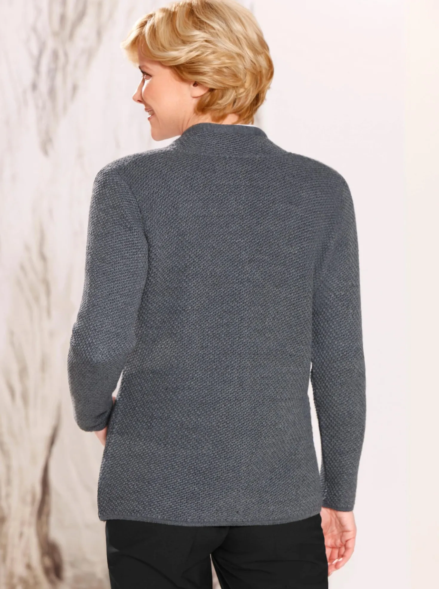 Strickjacke mit Perlfang-Muster