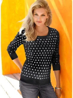 Strickpullover im Tupfen-Dessin