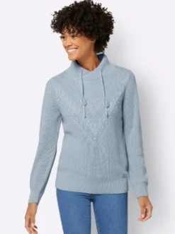 Strickpullover mit überlappendem Stehkragen