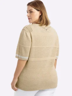 Strickpullover mit Kontraststreifen an den Halbarmen