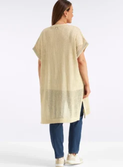 Strickweste mit Ajourmuster und Glitzergarn