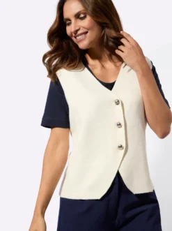 Strickweste mit asymmetrischem V-Ausschnitt