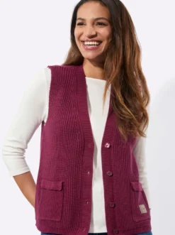 Strickweste mit Ripp-Abschlüssen