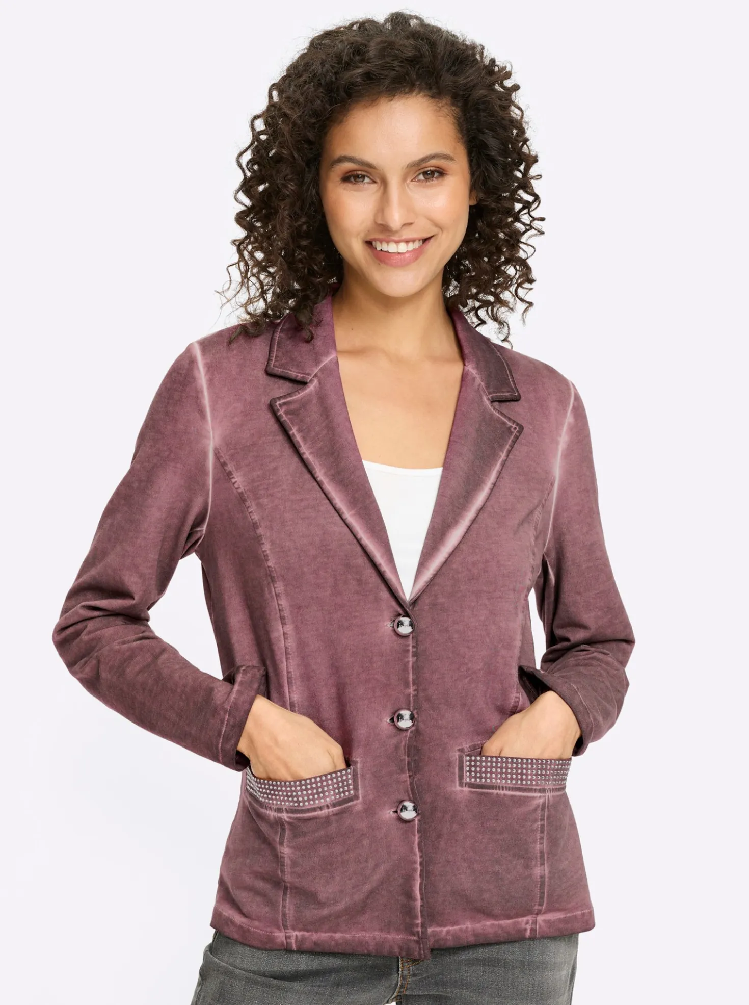 Sweatblazer mit Ziersteinen