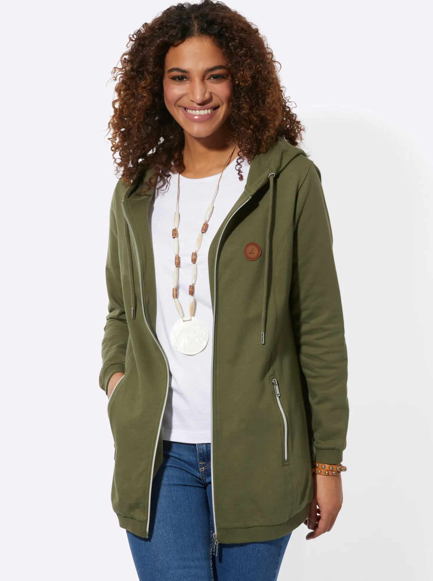 Sweatjacke in weich angerauter Qualität