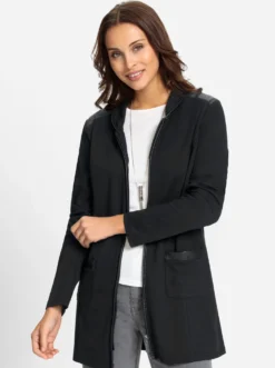 Sweatjacke mit Details in Leder-Optik