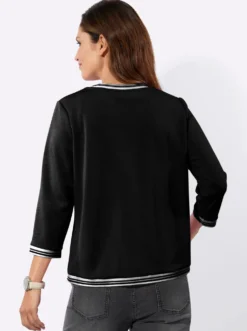 Sweatjacke mit gestreiften Bündchen