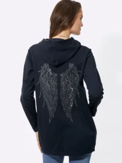 Sweatjacke mit Glitzer-Applikation hinten