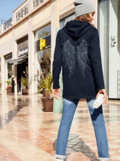 Sweatjacke mit Glitzer-Applikation hinten