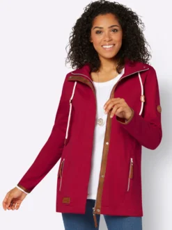 Sweatjacke mit Paspeln aus Leder-Imitat
