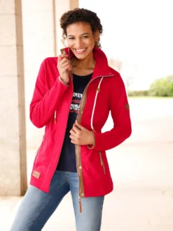 Sweatjacke mit Paspeln aus Leder-Imitat