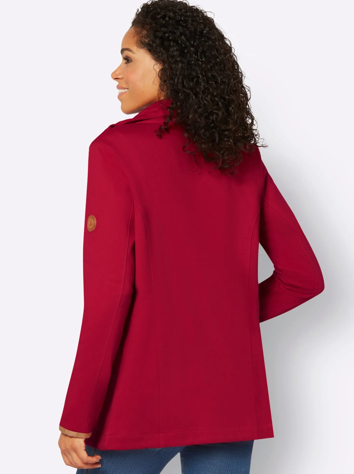 Sweatjacke mit Paspeln aus Leder-Imitat