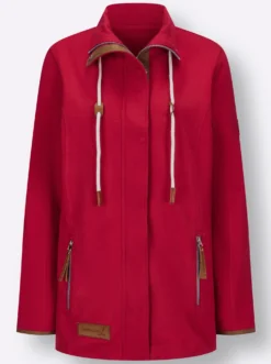 Sweatjacke mit Paspeln aus Leder-Imitat