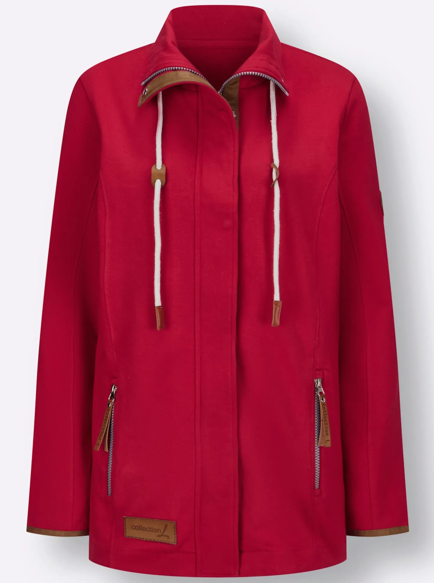 Sweatjacke mit Paspeln aus Leder-Imitat