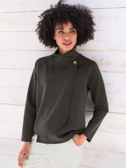 Sweatshirt in asymmetrischer Wickel-Optik