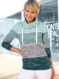 Sweatshirt mit überlappendem Rollkragen