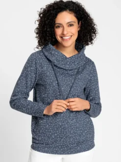 Sweatshirt mit überlappenden Rollkragen