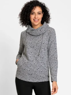 Sweatshirt mit überlappenden Rollkragen