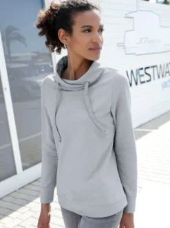 Sweatshirt mit halsfernem Rollkragen