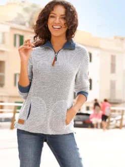 Sweatshirt mit Troyerkragen