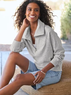 Sweatshirt mit Troyer-Kragen
