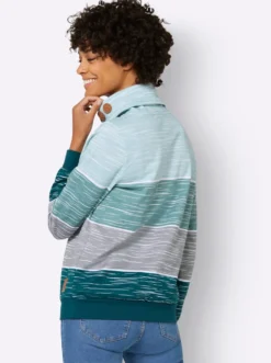 Sweatshirt mit Zierknöpfen am Kragen