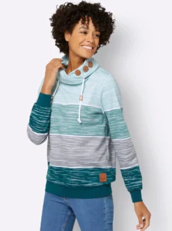 Sweatshirt mit Zierknöpfen am Kragen