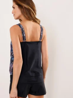 Tankini-Oberteil mit elastischem Bund, bedruckt