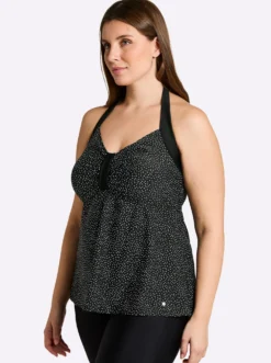 Tankini-Oberteil mit Pünktchenprint