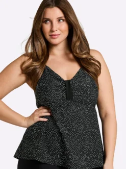 Tankini-Oberteil mit Pünktchenprint
